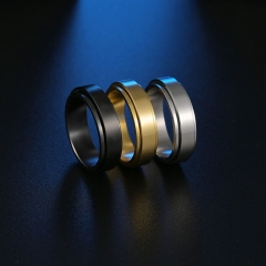 Wholesale Smooth Titanium Steel Electroplated Gold Men's Decompression Turning Ring