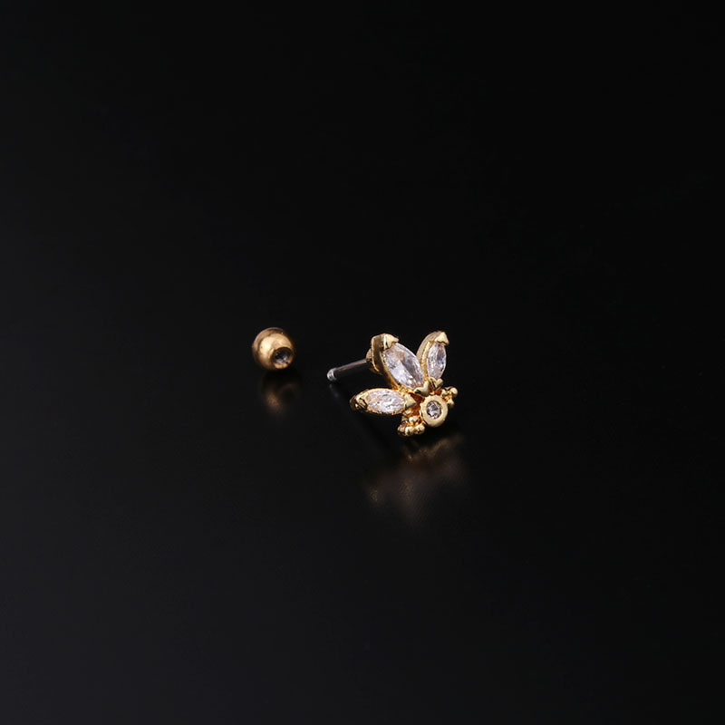Stainless Steel Thin Rod Zircon Ear Bone Nail Fashion Trend Earring Piercing Manufacturer
