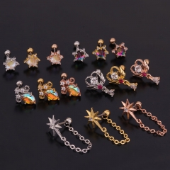Korean Style Creative Personality Inlaid Zircon Flower Pierced Earrings Fashion Manufacturer