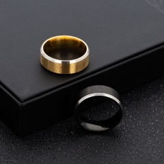 Wholesale 8mm Wide Matte Inter-gold Inter-black Minimalist Styling Men's Stainless Steel Ring
