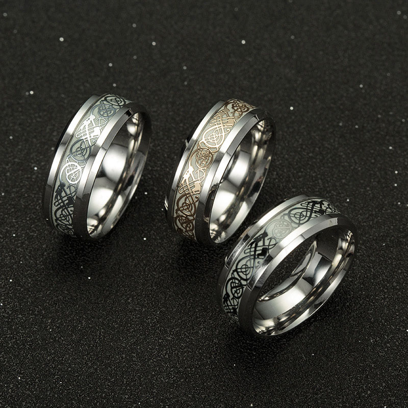 Wholesale Titanium Steel Jewelry  Glow-in-the-dark Dragon Ring Fluorescent  Jewelry