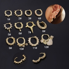 Popular Personality Rivet Ear Buckle Copper Inlaid Zircon Fashion Piercing Earrings Manufacturer
