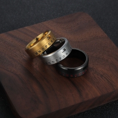 Wholesale Titanium Steel Rotatable Digital Ring Alphabet Ring Jewelry