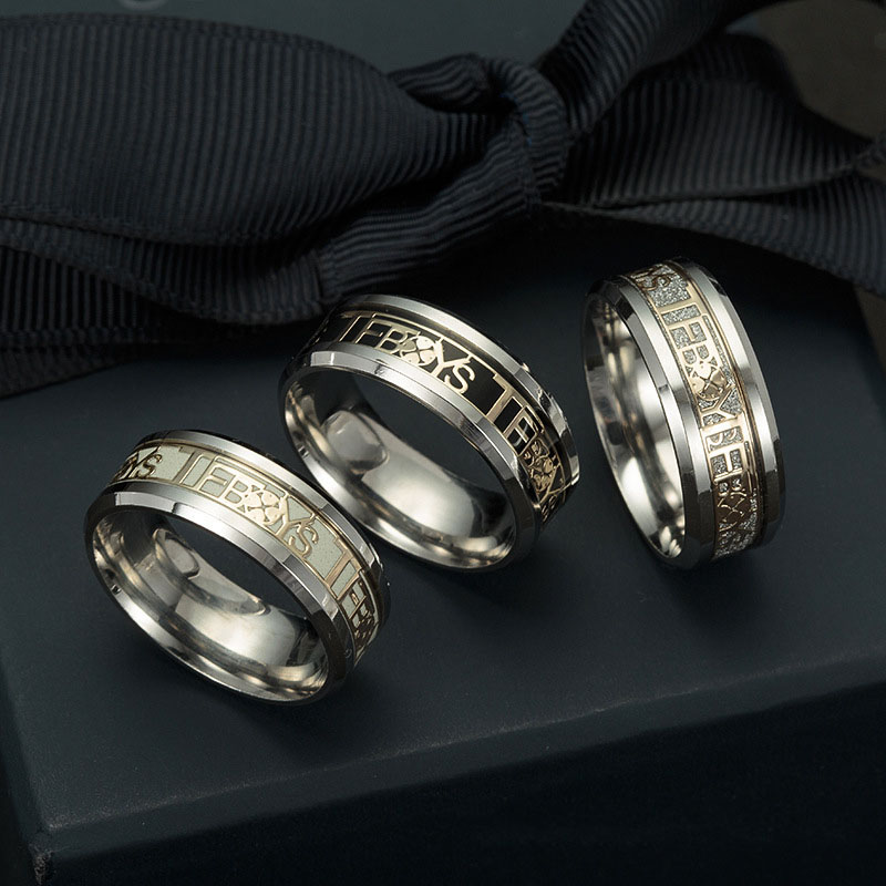 Wholesale Super Dazzling Luminous Finger Ring Luminous Letters Couple Love Letters Titanium Steel Ring