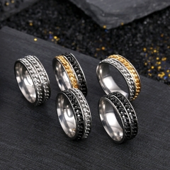 Wholesale Men's Titanium Steel Double Chain Rotating Ring
