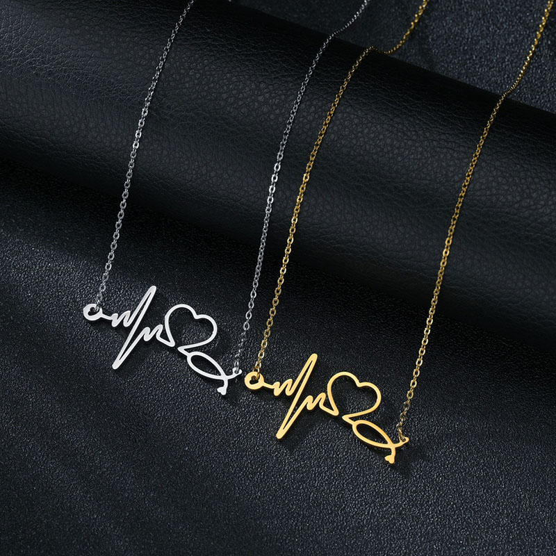 Wholesale Fashion Simple Titanium Steel Ladies Necklace Love Heart Heart Pendant Jewelry