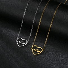 Wholesale Popular Love Necklace Heartbeat Heartbeat Ladies Titanium Steel Necklace
