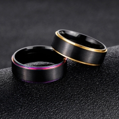 Wholesale Titanium Steel Ring Men's Jewelry Seven Color Black Gold Rasha Plating Ring