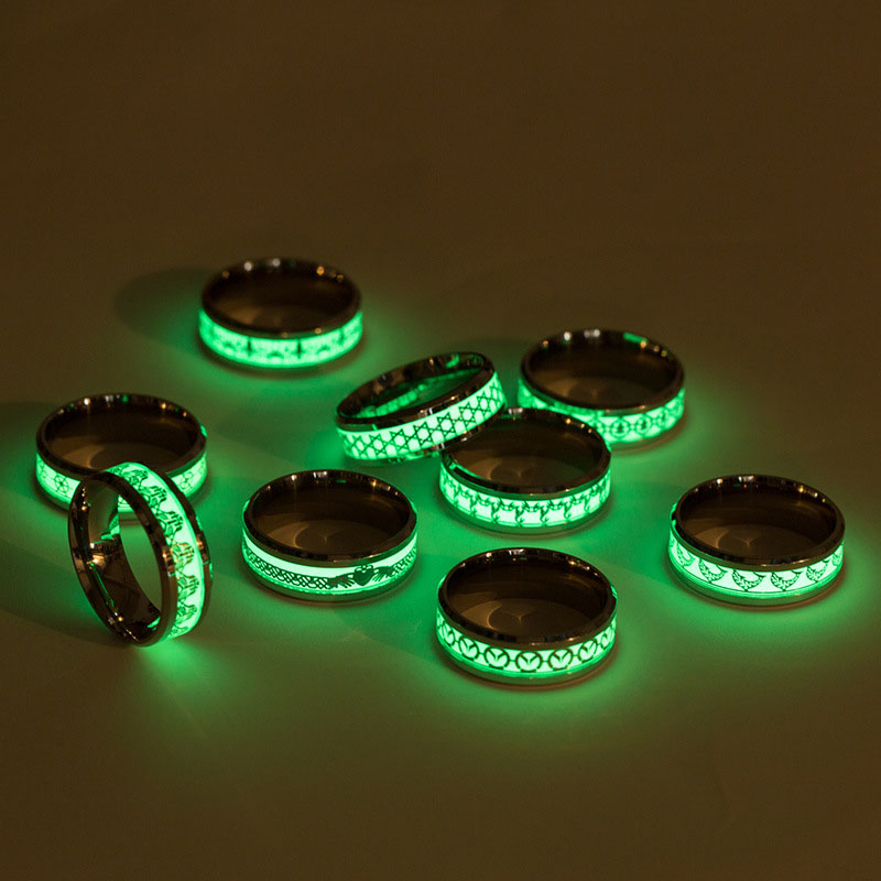 Wholesale Chinese Dragon Luminous Titanium Steel Ring Men's Jewelry