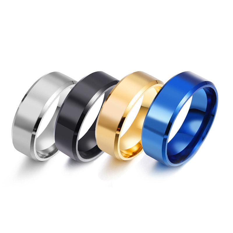 Wholesale 8mm Glossy Stainless Steel Men's Ring