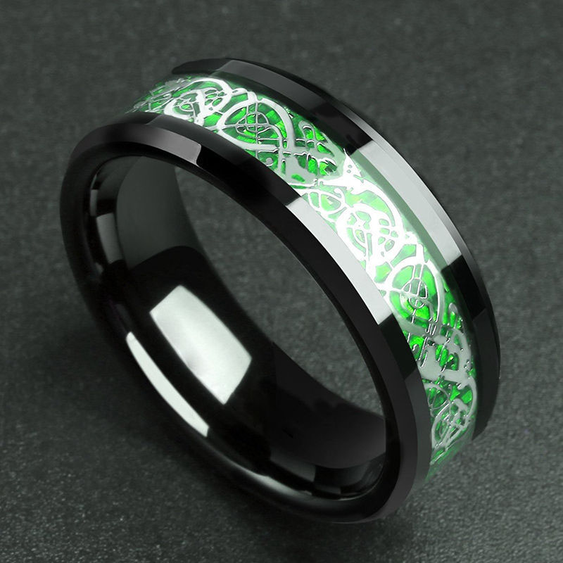 Wholesale Red Carbon Fiber Dragon Ring Men's Jewelry