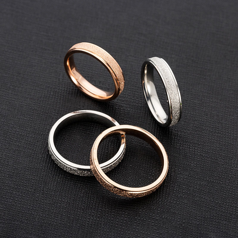 Wholesale 2mm Fine Ring Stainless Steel Frosted Tail Ring Fashion Couple Ring