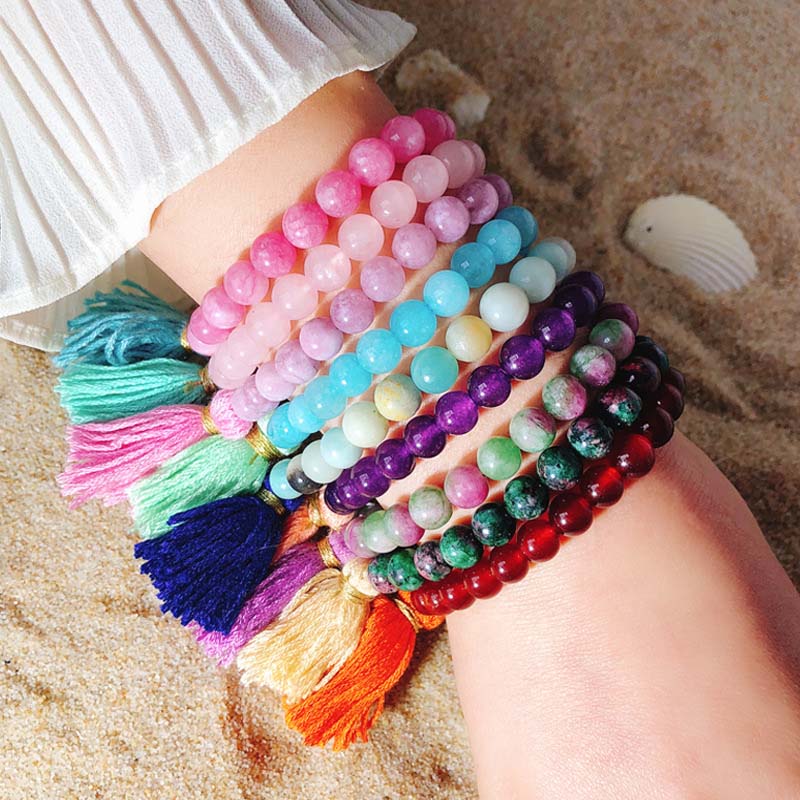 Wholesale Crystal Beaded Beach Stone Bracelet Bohemian