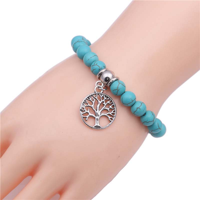 Turquoise Tree Of Life Pendant Bracelet Beaded Men Distributor