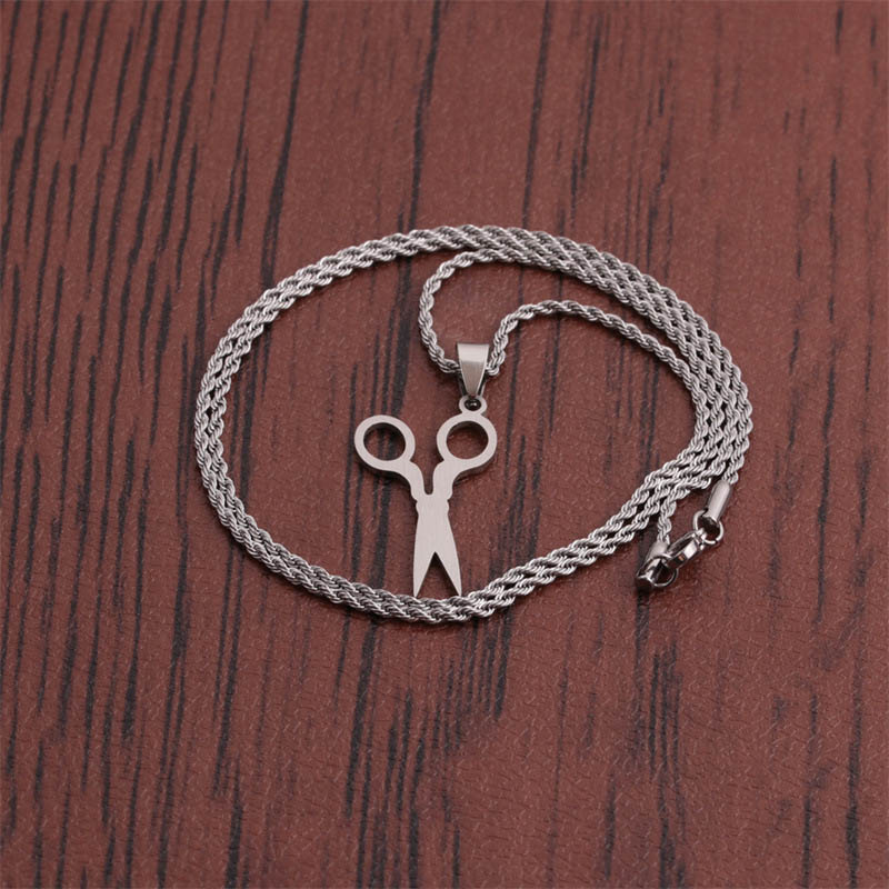 Creative Role Titanium Steel Jewelry Scissors Necklace Men Supplier