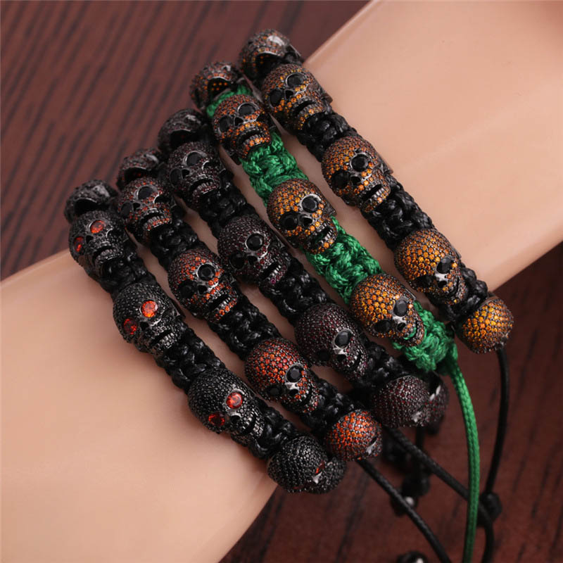 Zircon Jewelry  Fashion Skull Head Men's Adjustable Bracelet Supplier