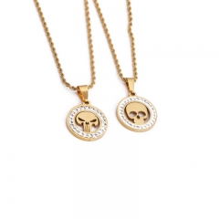 Gold Titanium Steel Twist Chain Skull Pendant Necklace Men HIPHOP Supplier