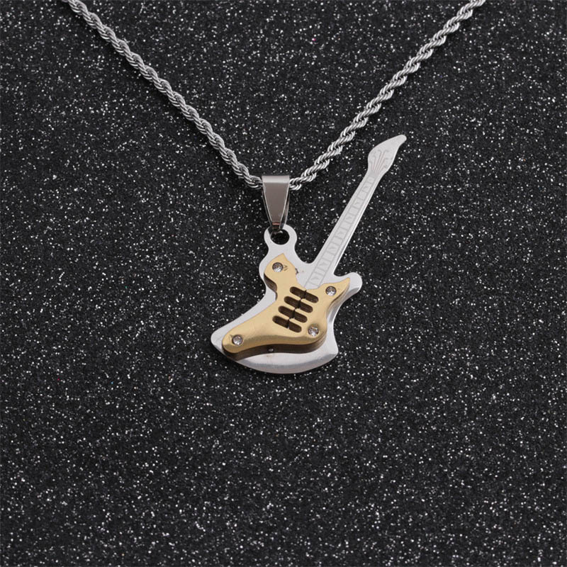 Guitar Pick Male Hip Hop Pendant Titanium Steel Rock Personality Clavicle Chain Supplier