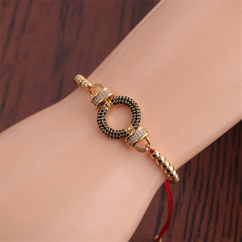Accessories Multicolor Zircon Copper Beads Red String Adjustable Bracelet For Men Supplier