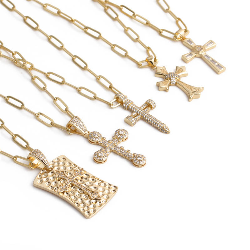 Hip Hop Accessories Fashion Zircon Cross Pendant Necklace Supplier