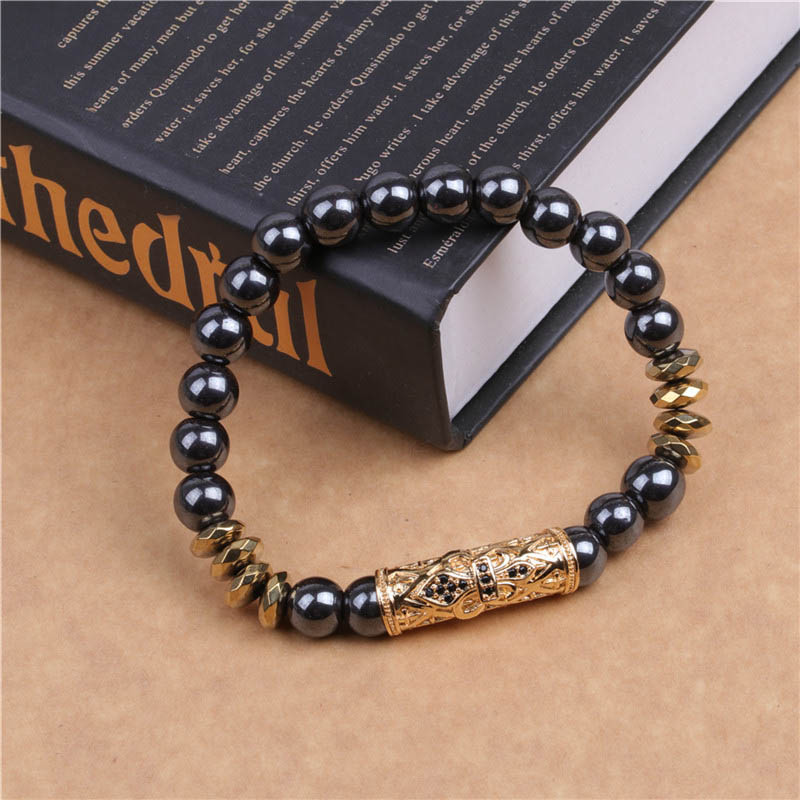 Wholesale Explosive Magnetic Black Gallstone Bracelet Handmade Beaded Cross Vendors