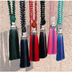 Wholesale Sweater Necklace Long Fashion Tassel Crystal Agate Pendant
