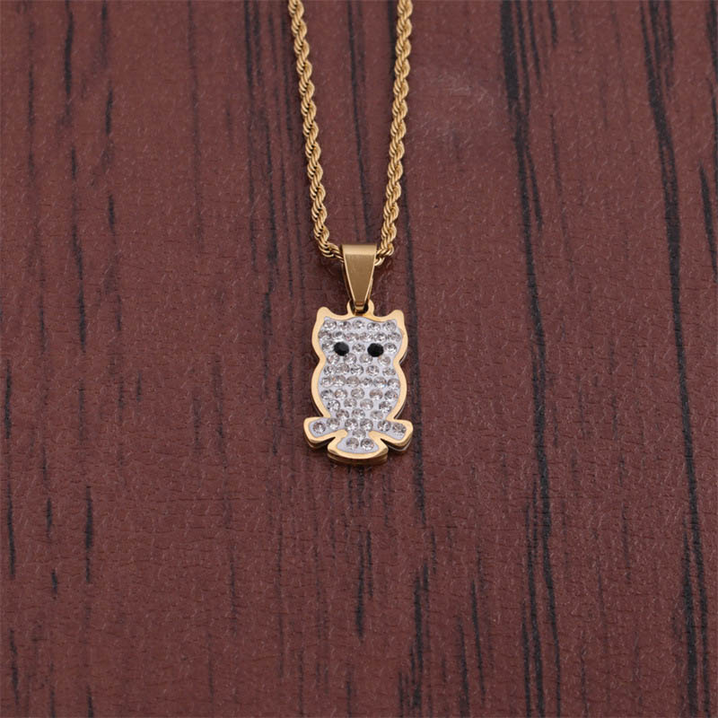 Exaggerated Hip Hop Jewelry Necklace Twisted Chain Owl Men's Pendant Necklace Supplier
