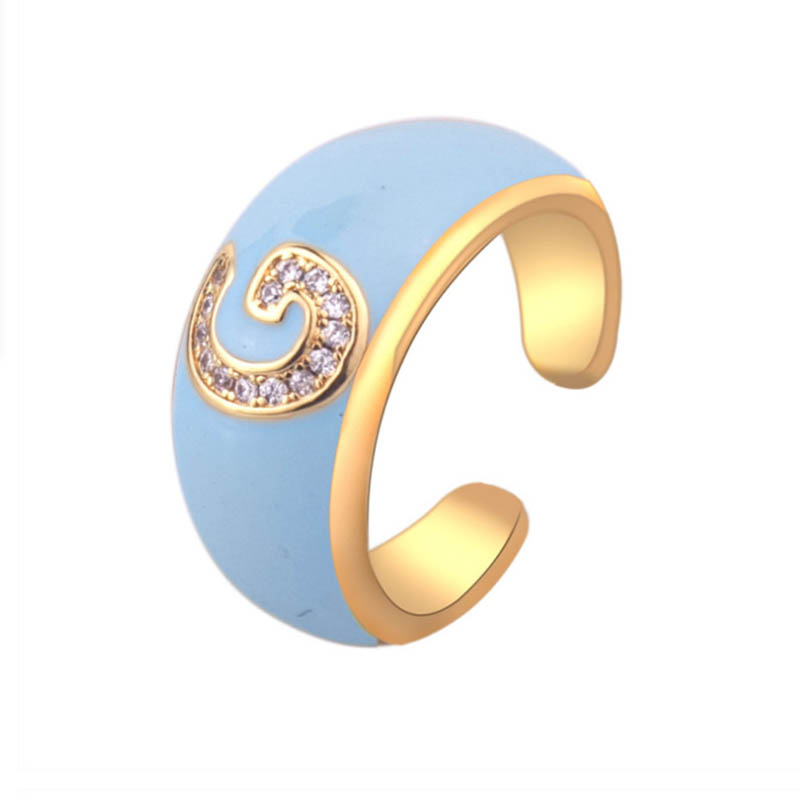 Fashionable English Letters Dripping Oil Zircon Opening Adjustable Ring Supplier