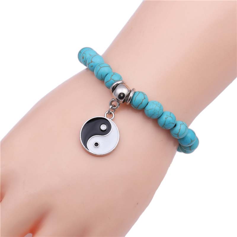 Turquoise Yin Yang Bagua Pendant Bracelet Beaded Men Distributor