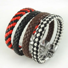 Wholesale Fashion Titanium Steel Leather Rope Bracelet Flash Diamond Hand Korean