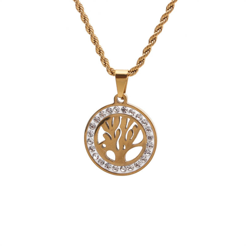 Fashionable Simple Exaggerated Hip Hop Necklace Twisted Chain Tree Of Life Men's Necklace Supplier