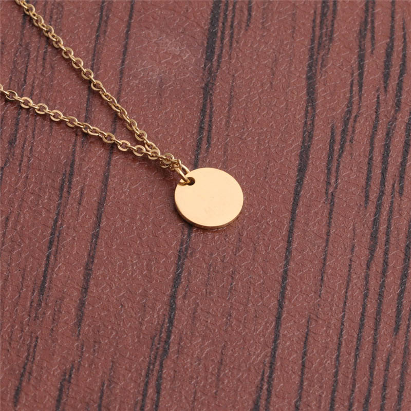 Simple Accessories Titanium Steel Fully Polished Disc Pendant Men's Short Clavicle Chain Supplier