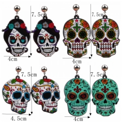 Wholesale Jewelry Acrylic Personality Skull Cross Earrings Vendors