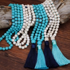 Wholesale Turquoise Cotton Thread Tassel Sweater Chain Long