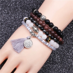 Wholesale Buddha Head Black Stone Lotus Bracelet Men's Suit Vendors