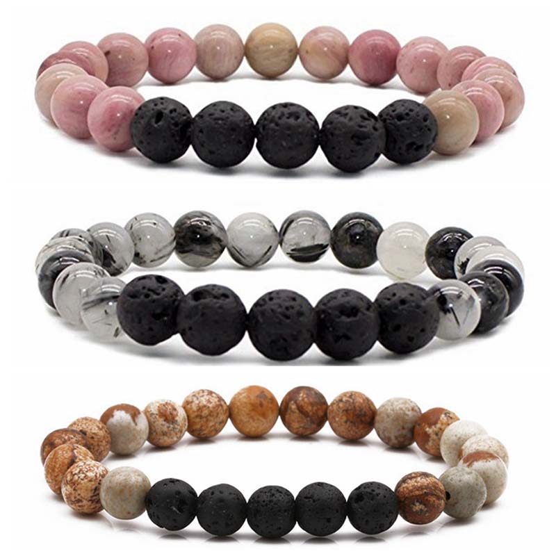 Sun Stone Black Crystal Bracelet Men's Volcanic Stone Distributor