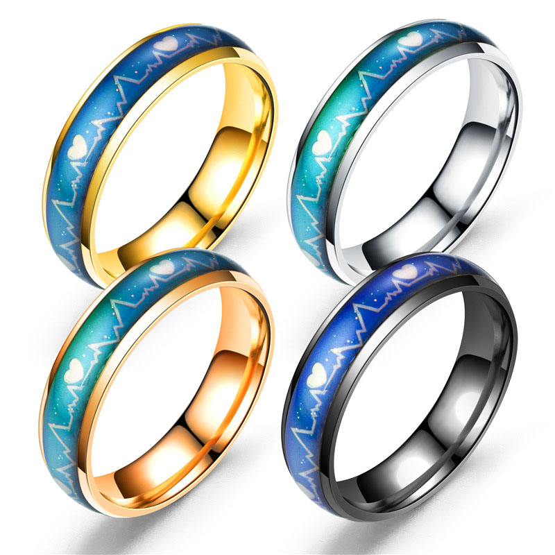 Fashion Couple Models Titanium Steel Color Changing Rings Distributor