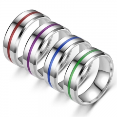 Stainless Steel Men's Ring Red Blue Black Drip Rubber Distributor