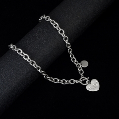 Wholesale Stainless Steel Short Love Necklace Peach Heart Collarbone Chain