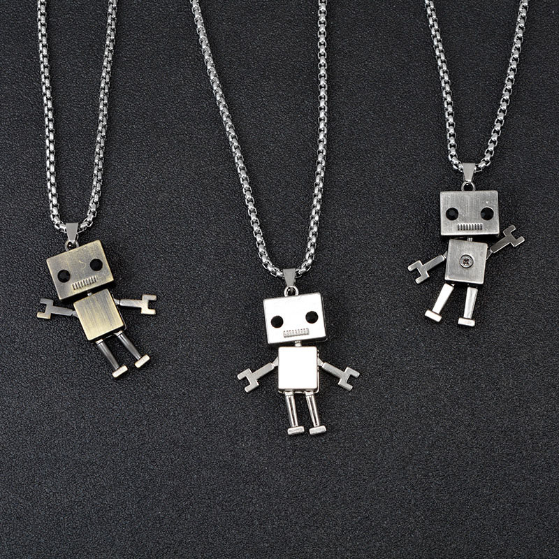 Wholesale Robot Made Vintage Necklace Titanium Steel Hip Hop Personality Pendant