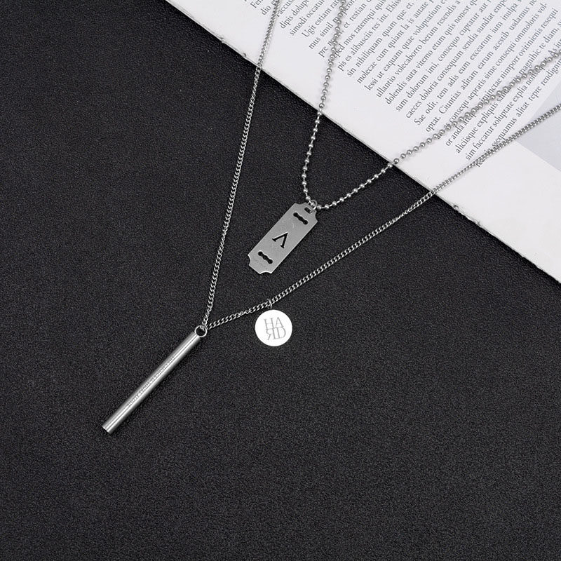 Wholesale Personalized Hip-hop Multi-layer Titanium Steel Necklace Couple Pendant