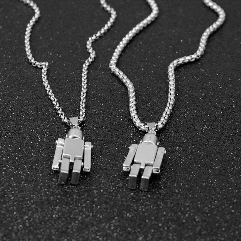 Wholesale Robot Necklace With Movable Arms And Legs Machine Astronaut Pendant Jewelry