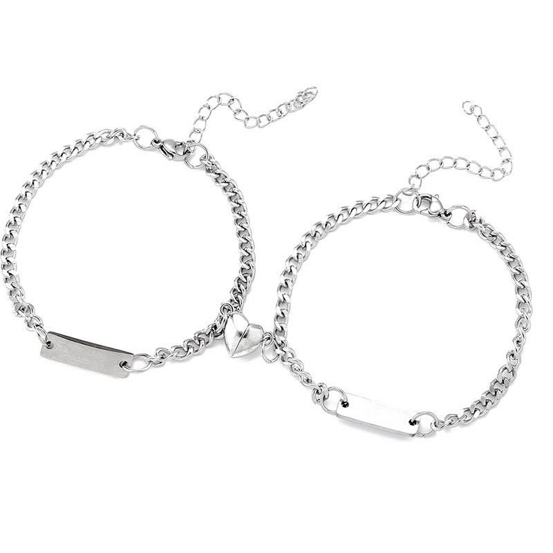 Stainless Steel Love Magnet Phase Suction Bracelet Simple Pendant Engraved Couple Bracelets Distributor