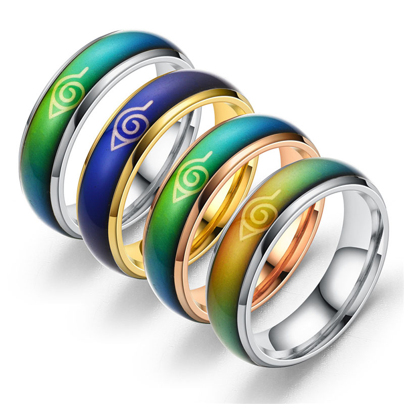 Popular Anime Temperature-sensitive Color-changing Naruto Stainless Steel Ring Distributor