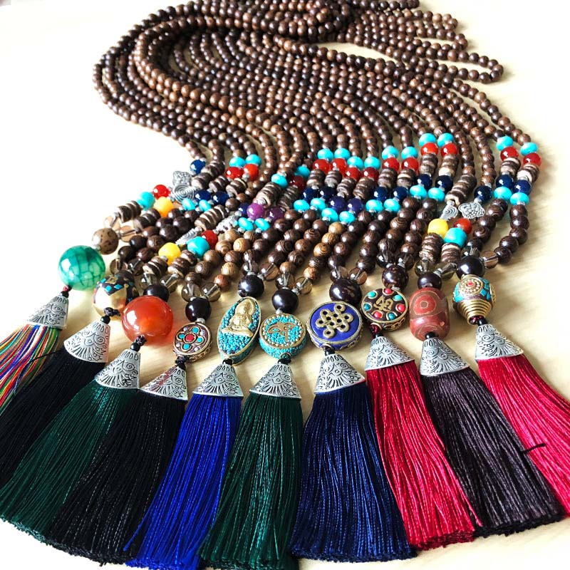 Wholesale Vintage Nepal Long Pendant Necklace Ethnic Wind Tassel Sweater Chain