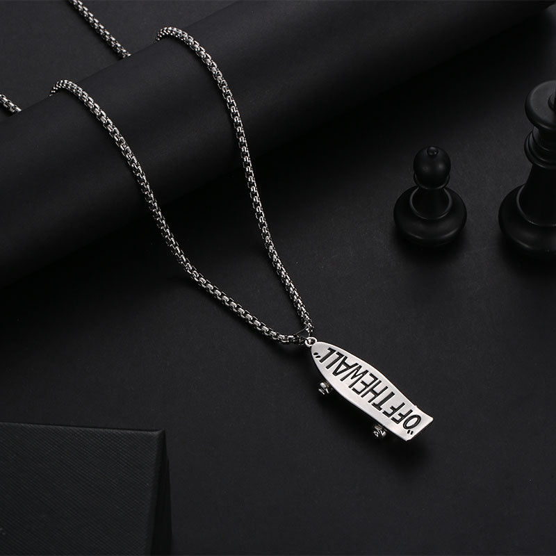 Wholesale Long Letter Skateboard Necklace Pendant Men And Women Hip-hop Accessories