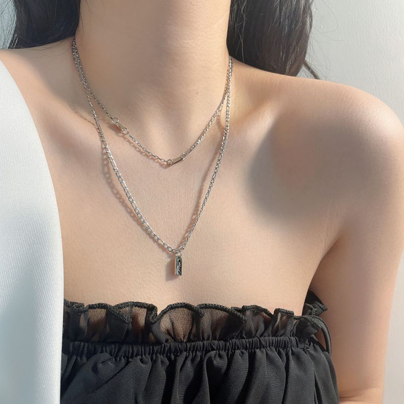 Double-layer Stacked Titanium Steel Necklace Clavicle Chain Simple Distributor