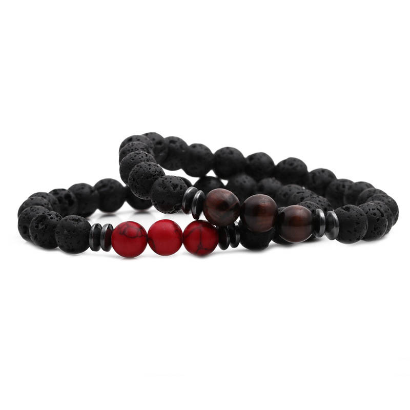 Wholesale Accessories Tiger Eye Stone Red Turquoise Volcanic Stone Bracelet Men's Beaded Bracelet Vendors