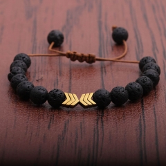 Wholesale Jewelry  Selling Volcanic Stone Arrow Braided Adjustable Men's Bracelet Vendors