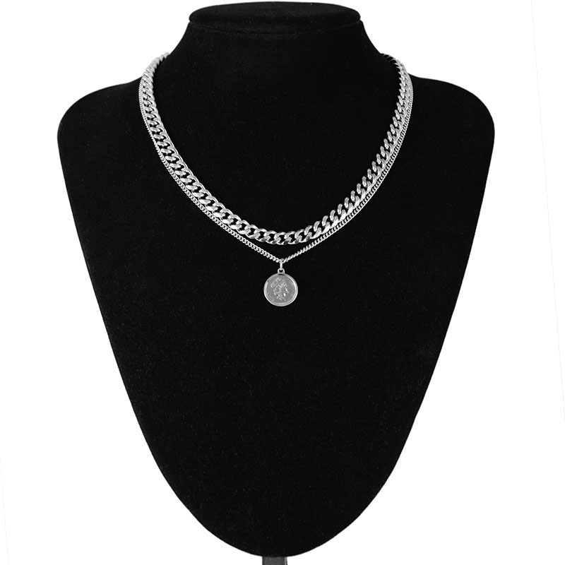 Wholesale Fashion Hip-hop Titanium Steel Double Layer Retro Style Necklace Accessories